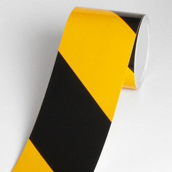 Warnband reflektierend RA1, 3M Reflexfolie,  gelb/schwarz rechtsw., Breite 100 mm, 11,5 m/Rolle