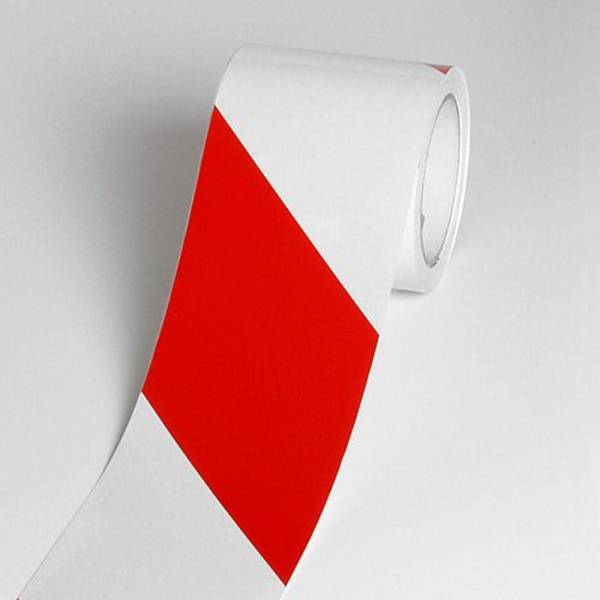 Warnband reflektierend RA1, 3M Reflexfolie,  rot/weiß rechtsw., Breite 100 mm, 11,5 m/Rolle