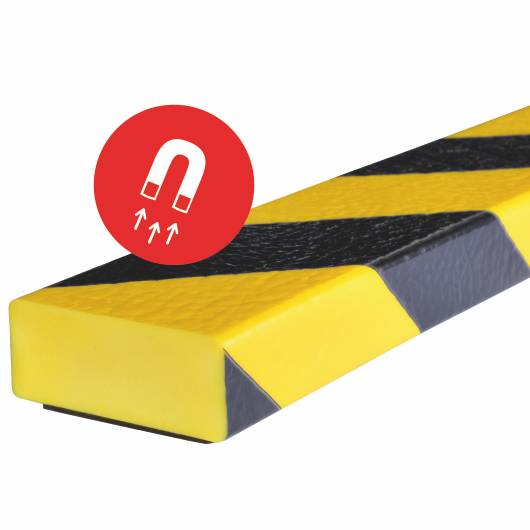 Knuffi® Magnetic, Flächenschutzprofil Typ D, magnetisch, gelb/schwarz, 1 m-0