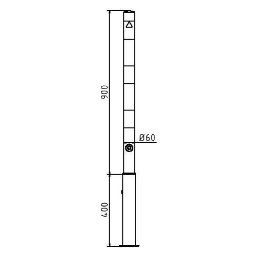 Absperrpfosten herausnehmbar Ø 60 mm, zum Einbetonieren, Dreikantverschluss, weiß/rot-2