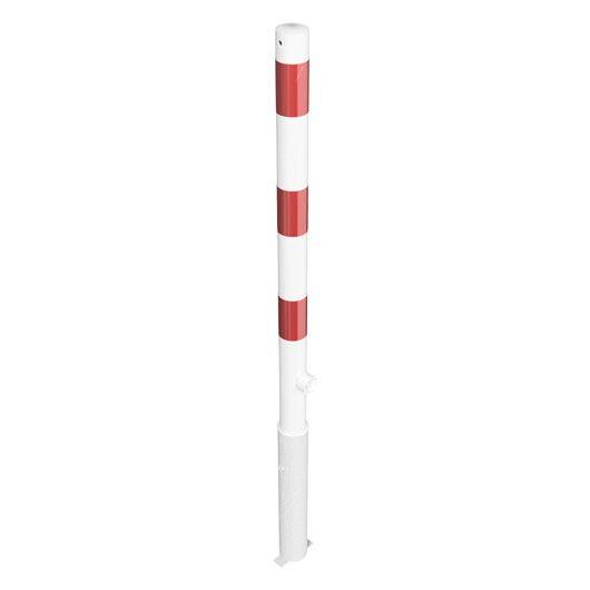 Absperrpfosten herausnehmbar Ø 60 mm, zum Einbetonieren, Dreikantverschluss, weiß/rot-3