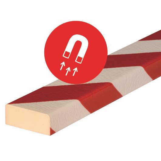 Knuffi® Magnetic, Flächenschutzprofil Typ D, magnetisch, rot/weiß, 1 m