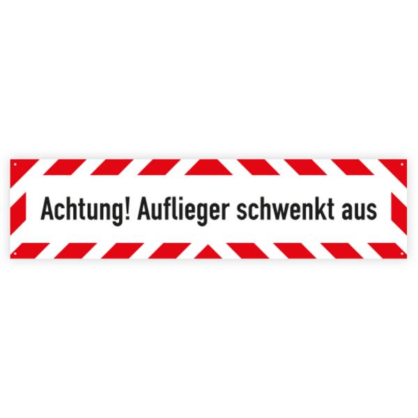 Fahrzeugschild, Aluminium reflektierend, Achtung Auflieger schwenkt aus, 800 x 200 mm