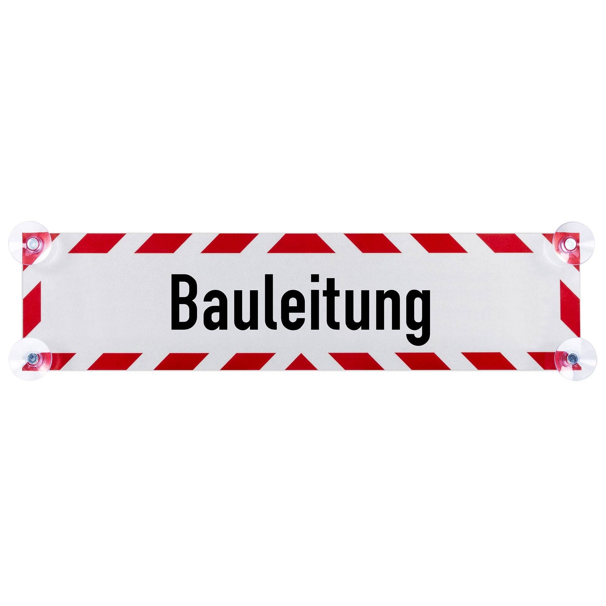 Hinweisschild mit Saugnäpfen, Bauleitung, 500 x 120 mm-0