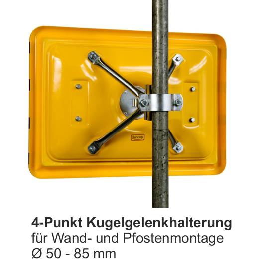 Industriespiegel Check Point, Acryl, Rahmen gelb/schwarz, 500 x 300 mm-3