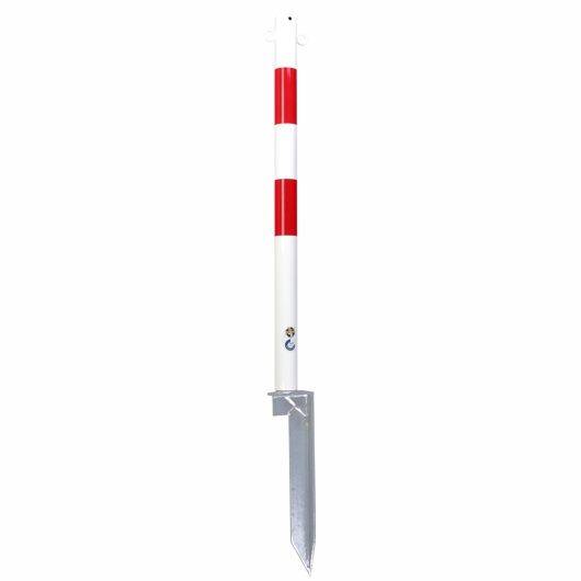 Absperrpfosten mit Einschlag-Bodenhülse, rot/weiß, Ø 60 mm, Höhe 1000 mm-0