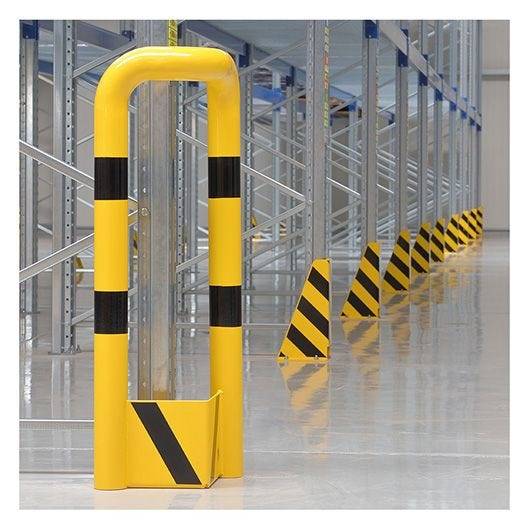 Anfahrschutz U-Profil, abgeschrägt, Höhe 400 mm, Stahl, gelb/schwarz, Breite 125 mm-3