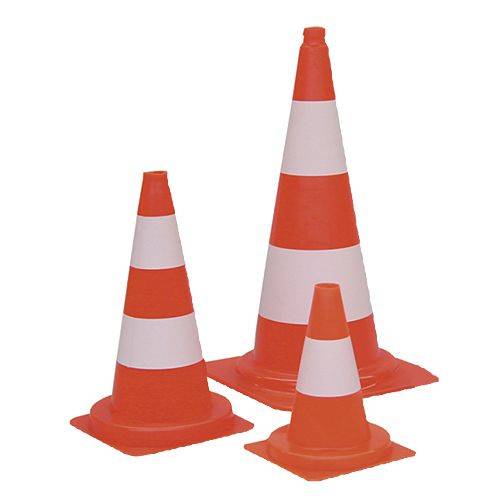 Leitkegel tagesleuchtend, einteilig, PVC, rot/weiß, 500 mm-0
