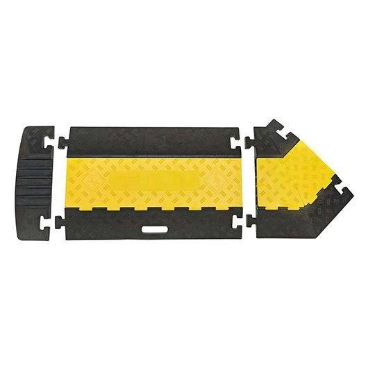Winkelstück 45° links f. Kabelbrücke mittelgroß, mit klappbarem Deckel, 5 Kanäle, schwarz/gelb-1
