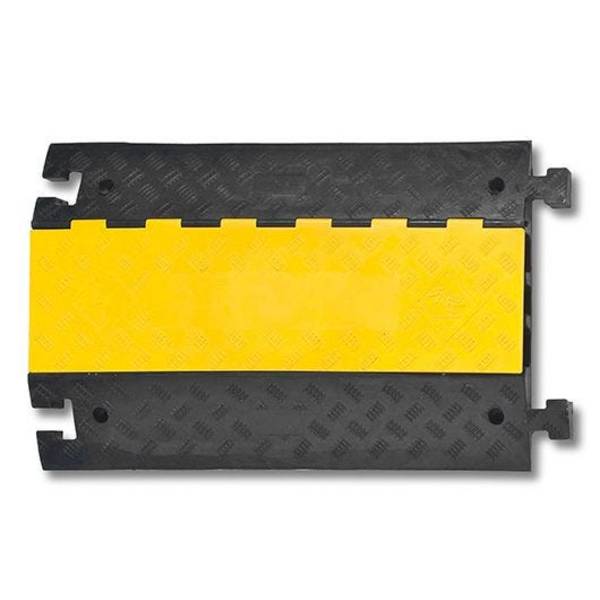 Kabelbrücke groß mit klappbarem Deckel, 3 Kanäle, erweiterbar, Tragegriff, schwarz/gelb