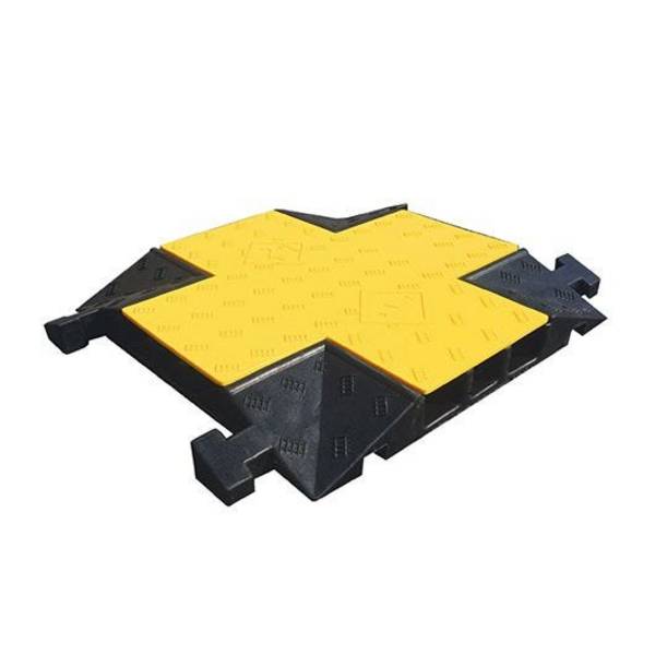 Kreuzungselement für Kabelbrücke groß, 3 Kanäle, schwarz/gelb