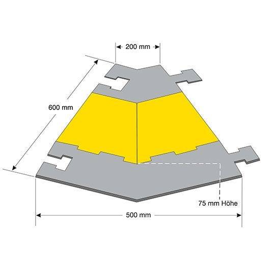 Winkelstück 45° rechts f. Kabelbrücke groß, mit klappbarem Deckel, 3 Kanäle, schwarz/gelb-2