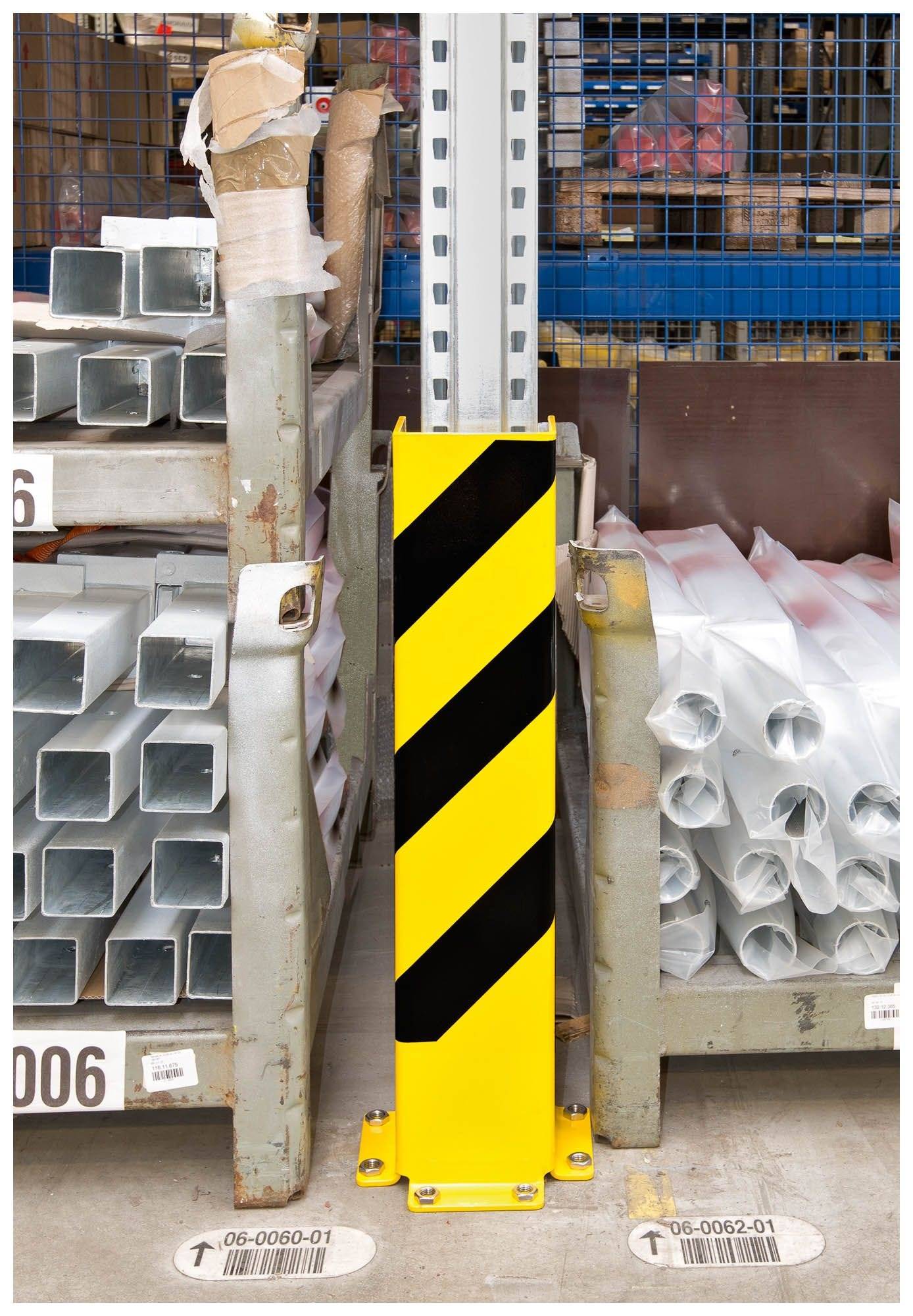 Anfahrschutz U-Profil, zum Aufdübeln, Stahl, gelb/schwarz, 160x1200x6 mm-2