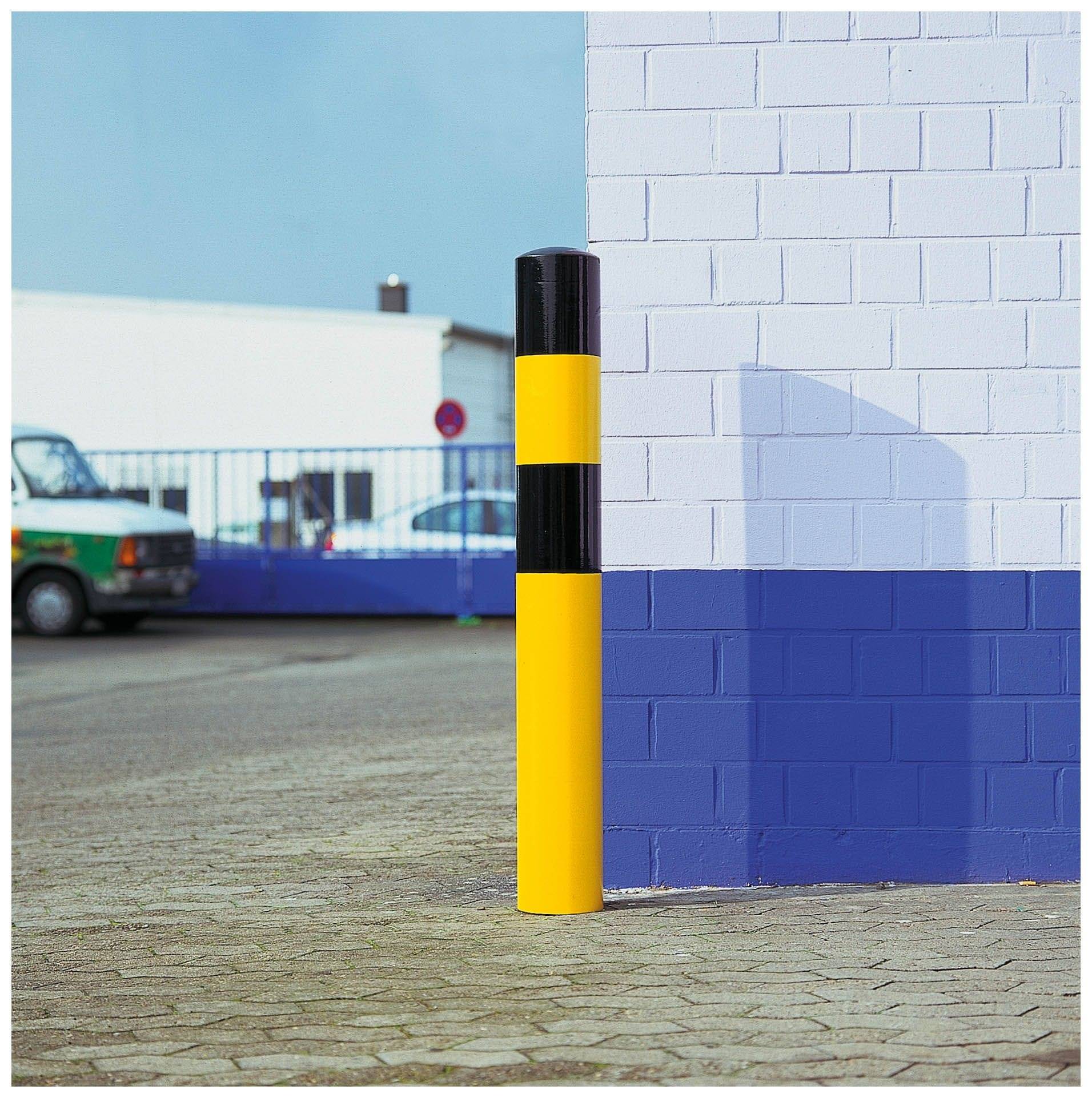 Rammschutzpoller MEDIUM, zum Einbetonieren, Gütestahl Ø 90 mm, gelb/schwarz, 1600 mm-3