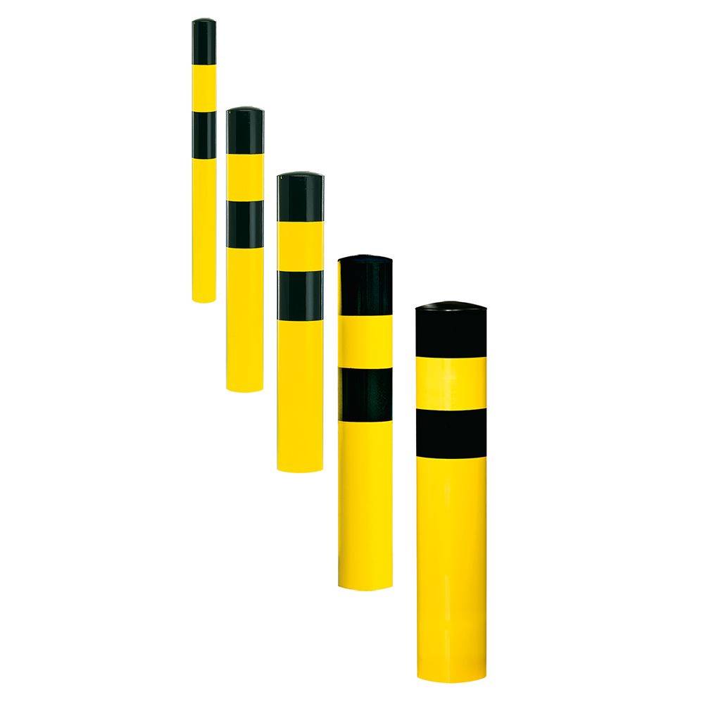 Rammschutzpoller MEDIUM, zum Einbetonieren, Gütestahl Ø 90 mm, gelb/schwarz, 1600 mm-4