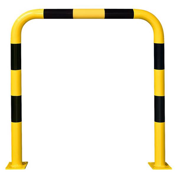 Rammschutzbügel, Gütestahl Ø 76 mm, Inneneinsatz, gelb/schwarz, 1000 x 1200 mm (BxH)
