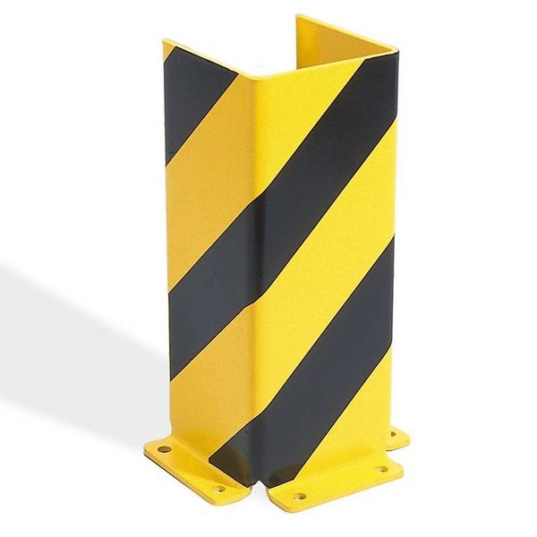 Anfahrschutz U-Profil, zum Aufdübeln, Stahl, gelb/schwarz, 160x400x6 mm