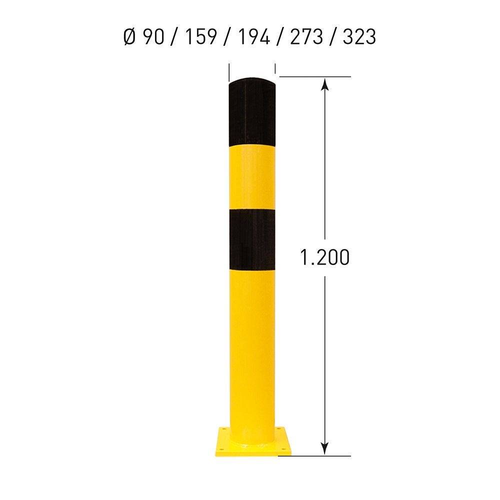 Rammschutzpoller MEDIUM, zum Aufdübeln, Gütestahl Ø 90 mm, gelb/schwarz, 1200 mm-2
