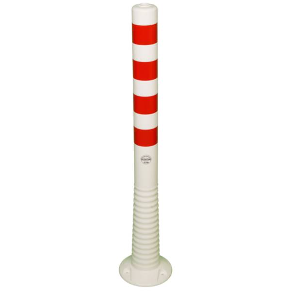 Flexipfosten, weiß, selbstaufrichtend, TPE, Ø 80 mm, Streifen rot reflektierend, Höhe 1000 mm