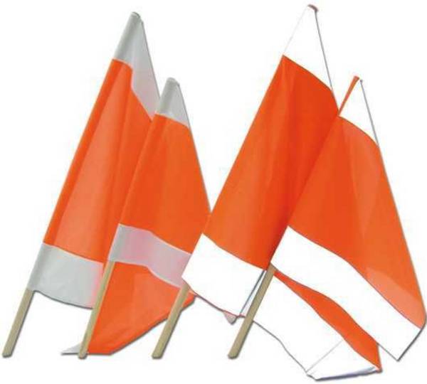 Warnfahne gemäß RSA/StVO, fluoreszierend weiß/orange/weiß, 500 x 500 mm