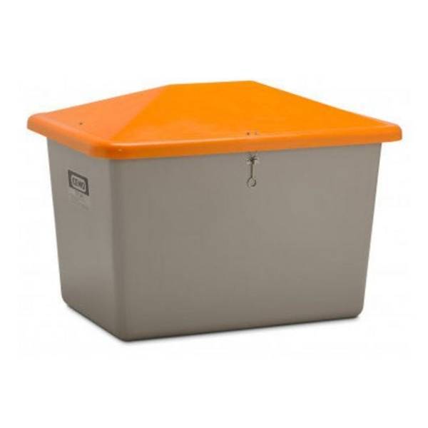 CEMO Streugutbehälter 700 Liter, ohne Entnahmeöffnung, GFK, grau/orange