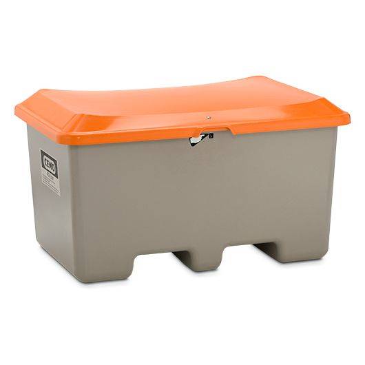 CEMO Streugutbehälter Plus3, 400 Liter, Staplertaschen, GFK, grau/orange-0