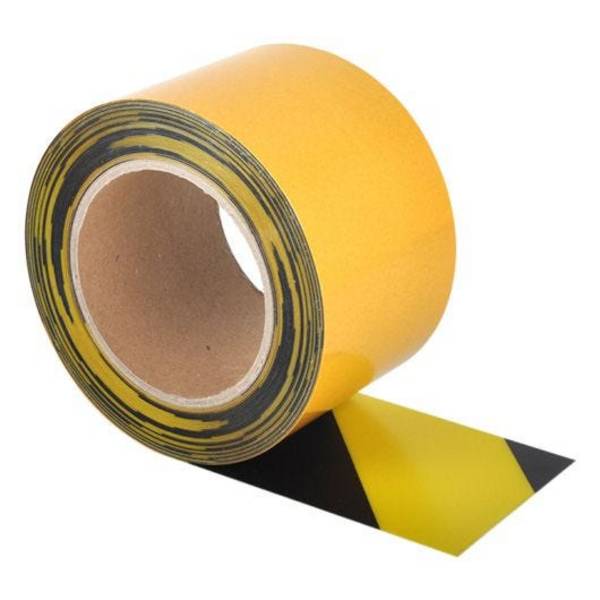 Überfahrbares Bodenmarkierungsband, WT-5125, PVC,selbstkl., gelb/schw., Breite 100mm, 10m/Rolle