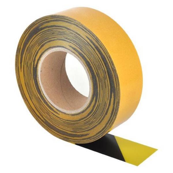 Überfahrbares Bodenmarkierungsband, WT-5125, PVC,selbstkl., gelb/schwarz, Breite 50mm,25m/Rolle