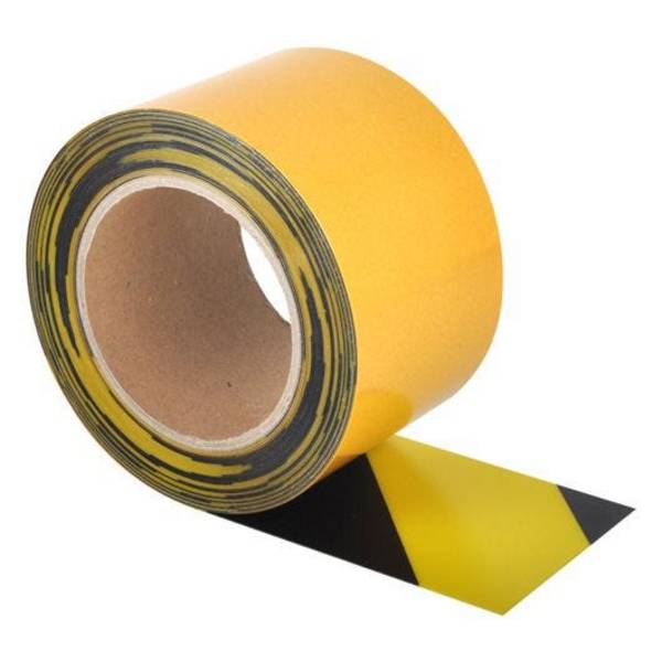 Überfahrbares Bodenmarkierungsband, WT-5125, PVC, selbstkl., gelb/schwarz, 75 mm, 10 m/Rolle