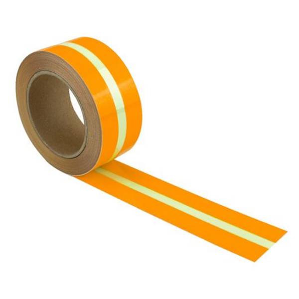 Bodenmarkierungsband mit nachleuchtendem Streifen, orange, 50 mm, 10 m/Rolle