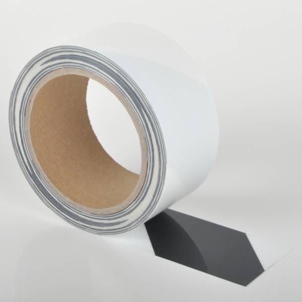Bodenmarkierungsband, chemikalienbeständig,  WT-5229, Polyester, schwarz/weiß, 50mm, 15m Rolle