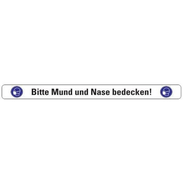 Bodenaufkleber, Bitte Mund und Nase bedecken, Außeneinsatz, R11, 50 x 600 mm