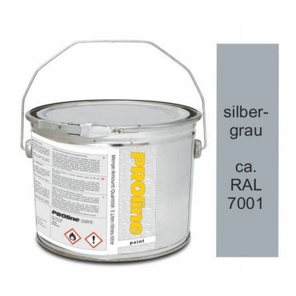 Antirutsch-Hallenmarkierfarbe PROline-paint, staplerfest, 5L Gebinde, silbergrau (ca. RAL 7001)