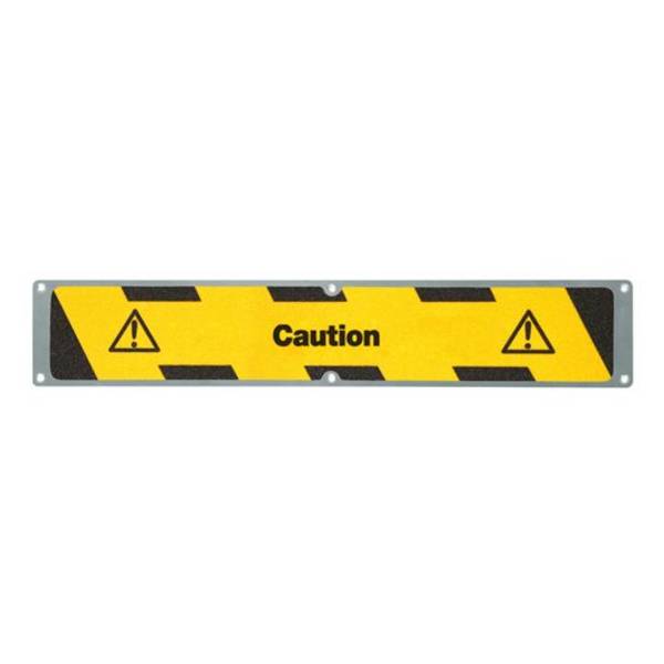 Warnmarkierung Antirutschplatte Aluminium, R13, gelb/schwarz, Caution, 114 x 635 mm