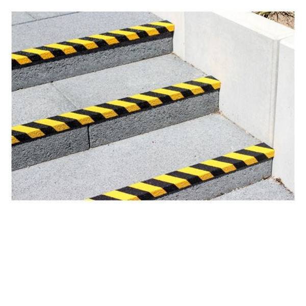 GFK Antirutsch-Treppenkantenprofil, R13, Medium, schwarz/gelb, 70x1000x30 mm