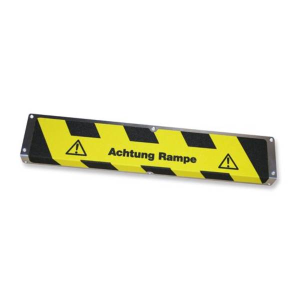 Treppenkantenprofil mit Antirutschbelag R13, Achtung Rampe, 635x120x45 mm