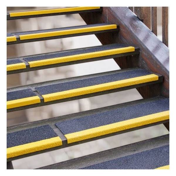 GFK Antirutsch-Stufenprofil, R13, Extra Stark, schwarz/gelb, 230x600x30 mm