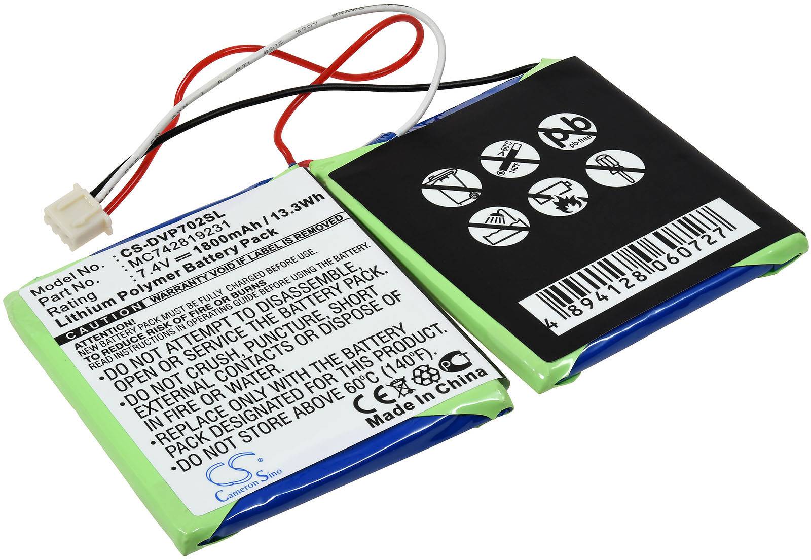 Akku passend für tragbaren DVD-Player Dual DVD-P702, Typ MC742819231, 7,4V, Li-Polymer-0