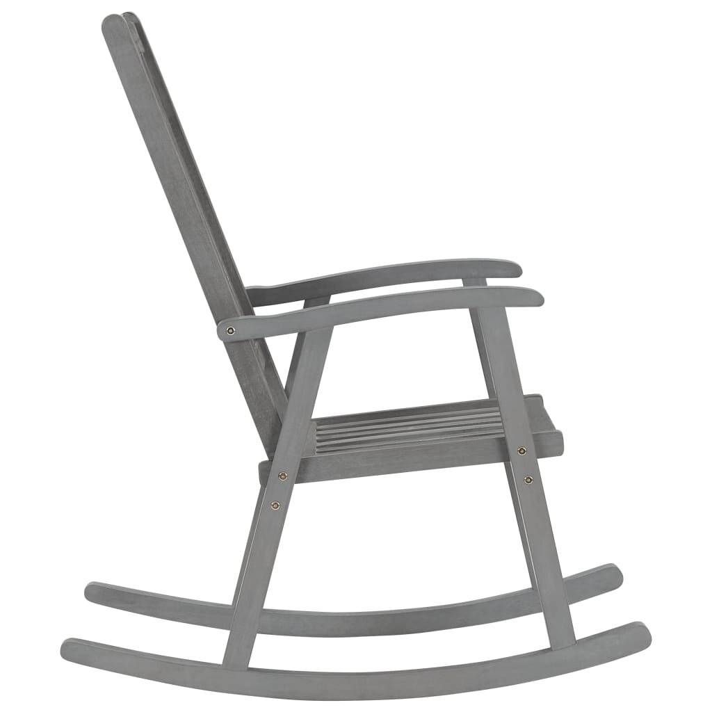 Schaukelstuhl mit Auflage Grau Massivholz Akazie-3