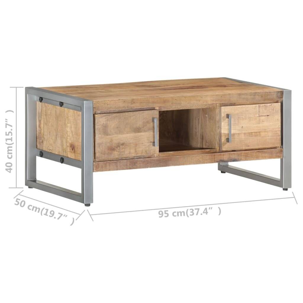 Couchtisch 95x50x40 cm Raues Mangoholz-6