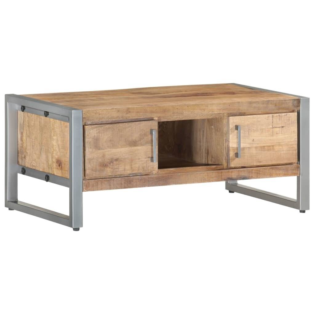 Couchtisch 95x50x40 cm Raues Mangoholz-0