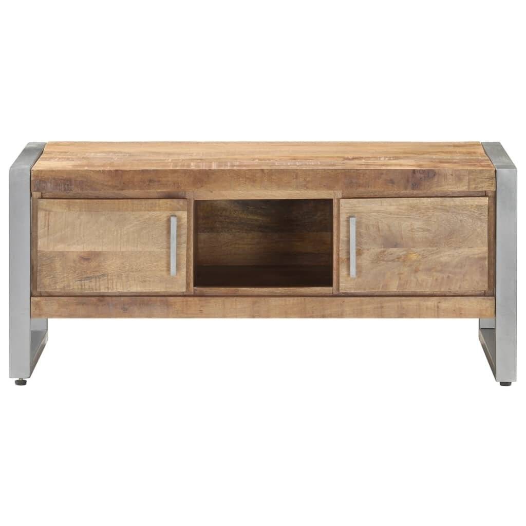 Couchtisch 95x50x40 cm Raues Mangoholz-3