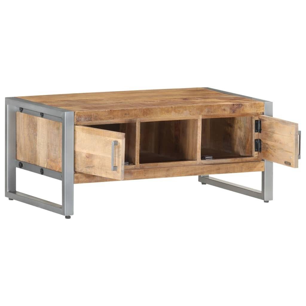 Couchtisch 95x50x40 cm Raues Mangoholz-4