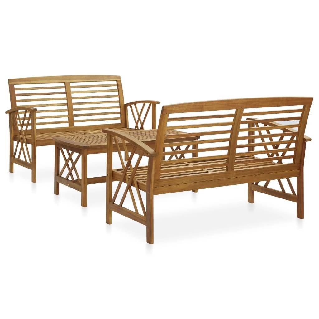 3-tlg. Garten-Lounge-Set Massivholz Akazie-0