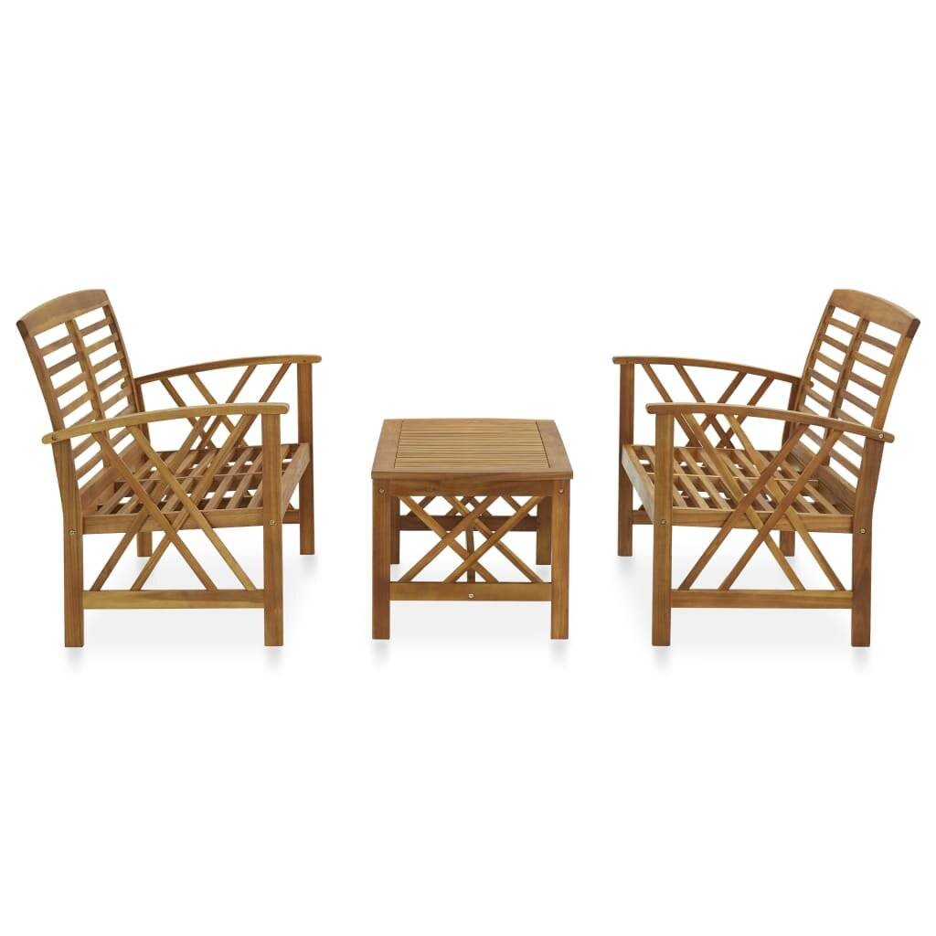 3-tlg. Garten-Lounge-Set Massivholz Akazie-1