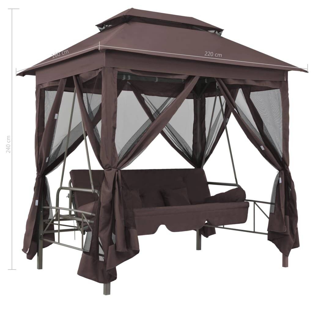 Symbolbild für vidaXL Pavillon Umwandelbare Schaukelbank Kaffeebraun