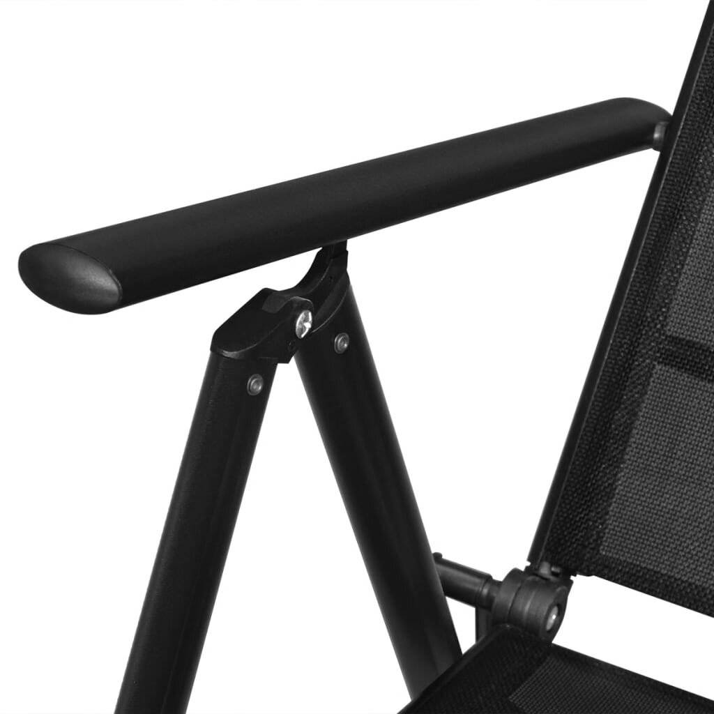 Gartenstühle Klappbar 4 Stk. Aluminium und Textilene Schwarz-5