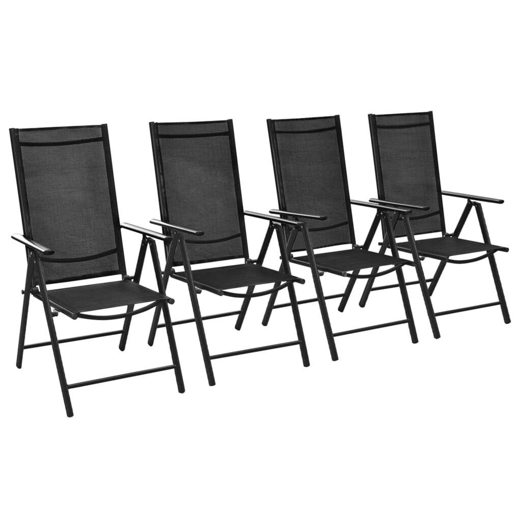 Gartenstühle Klappbar 4 Stk. Aluminium und Textilene Schwarz-0