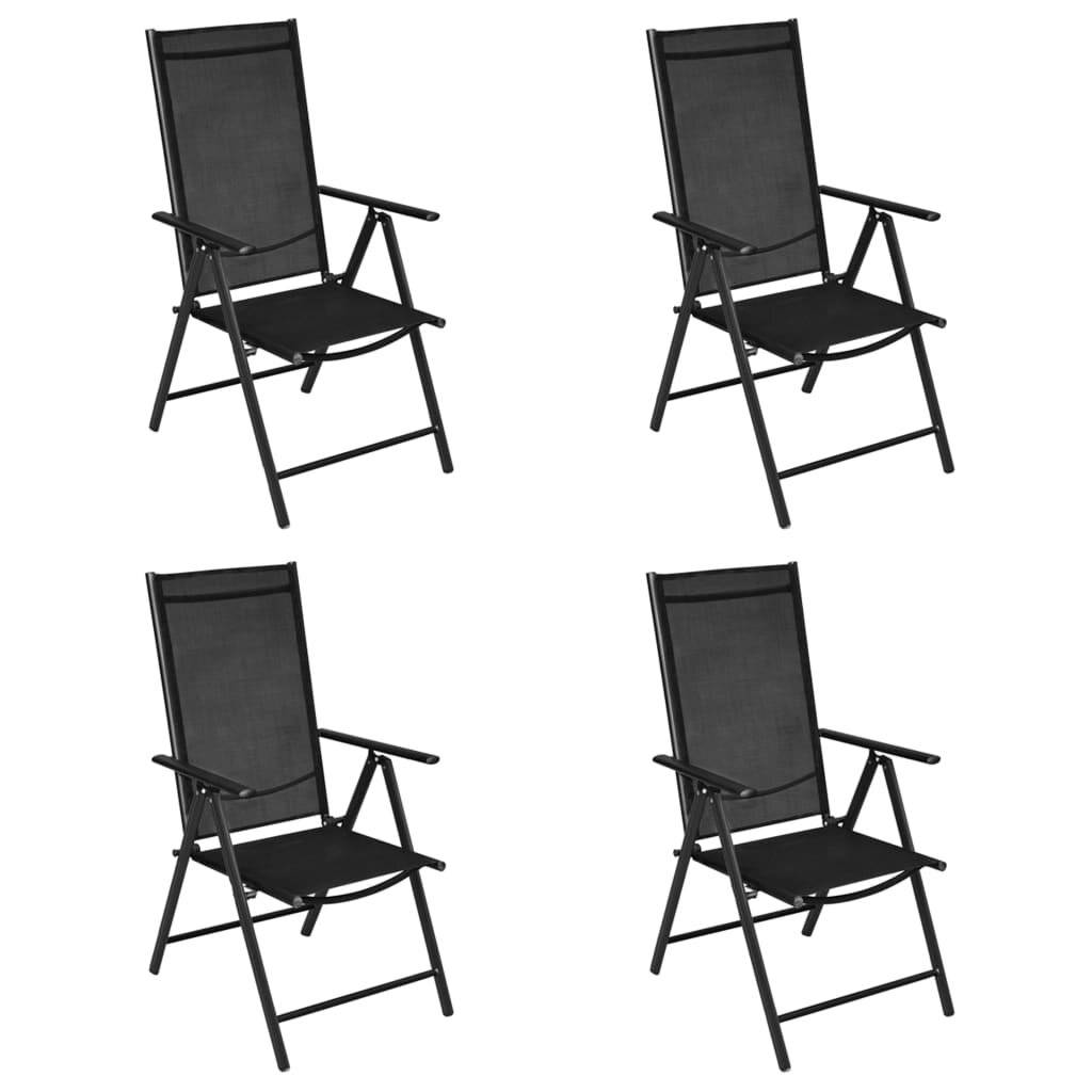 Gartenstühle Klappbar 4 Stk. Aluminium und Textilene Schwarz-1