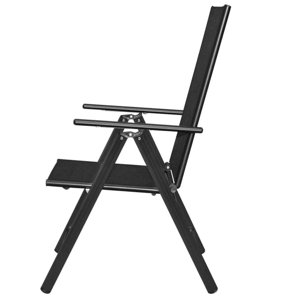 Gartenstühle Klappbar 4 Stk. Aluminium und Textilene Schwarz-3